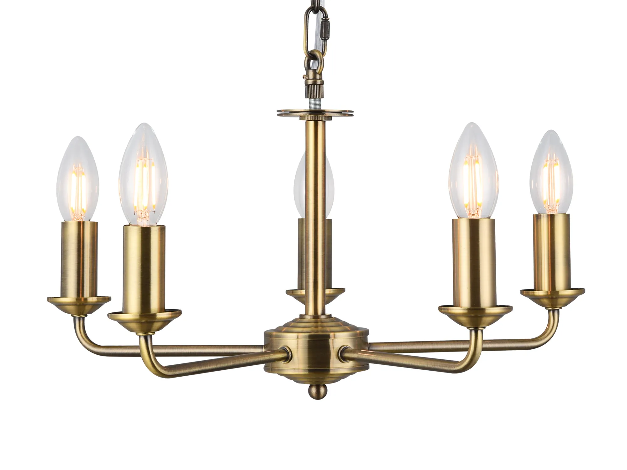 Banyan 60cm 5 Light Pendant Antique Brass, Nude Beige/Moonlight DK0040  Deco Banyan AB NU